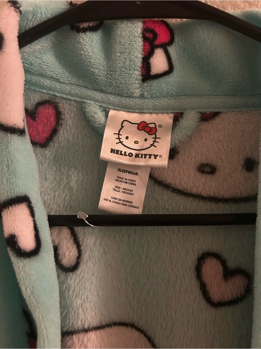 Hello Kitty Aqua Fleece Robe - Picture 3 of 3